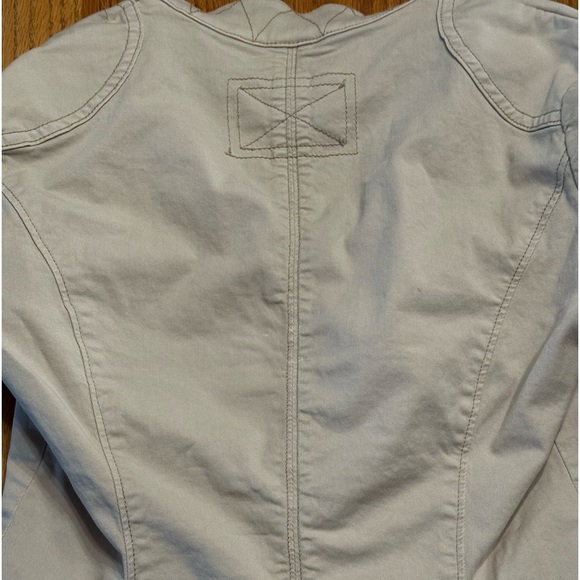 White House Black Market Beige Military Jacket Full Zip Snap Pockets - Picture 10 of 10